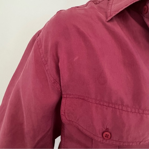 Vintage Tip Top Tailors 100% Silk Pink Safari Shirt - S - Picture 15 of 16